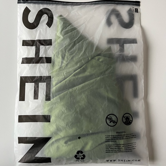 SHEIN Satin Green Front Tie Long Sleeve Collar Crop Top - Picture 5 of 5